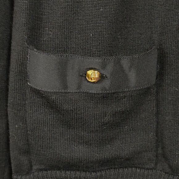 Talbot's Merino Wool Black Long Sleeve Cardigan with Gold Knot Buttons Size M - Picture 7 of 10